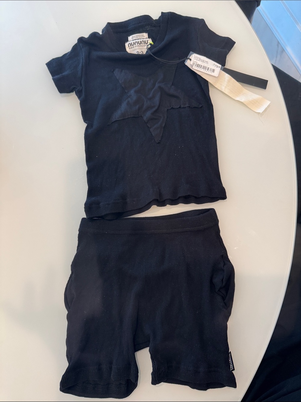 NWT ! nununu Black Star Ribbed Tee & Shorts Set